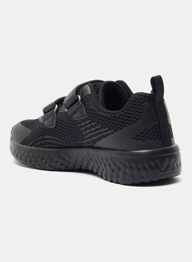 Boys Running Shoes With Hook And Loop Closure Black