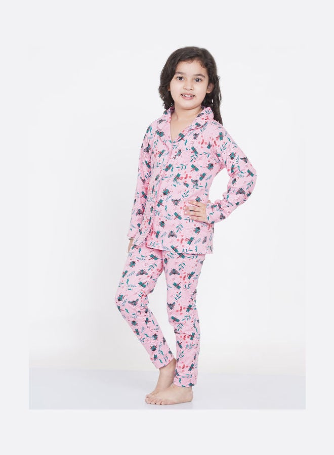 لورين سميث طقم بيجامة مطبوع بياقة مدببة للبنات - Image 3