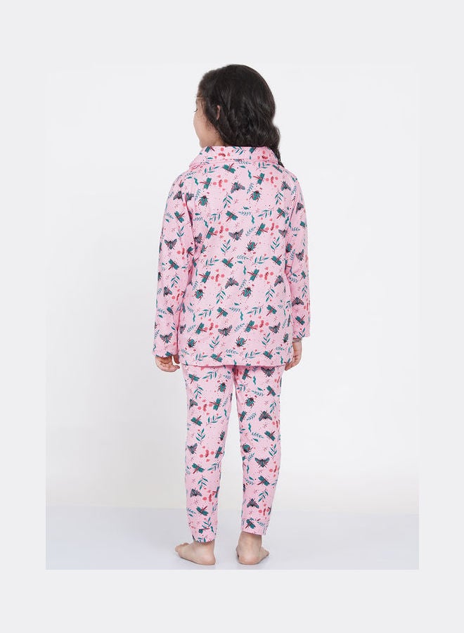 لورين سميث طقم بيجامة مطبوع بياقة مدببة للبنات - Image 4