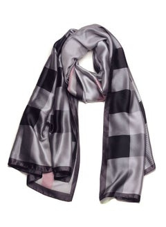Multiuse Scarves for Ladies Large Block checks  Print Grey