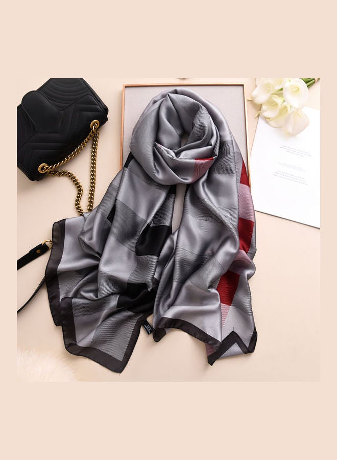 MEC - Multiuse Scarves for Ladies Large Block checks  Print Grey - Image 1