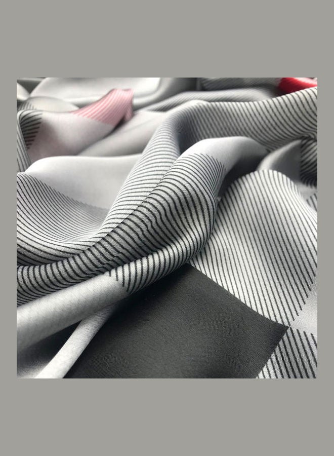 MEC - Multiuse Scarves for Ladies Large Block checks  Print Grey - Image 1