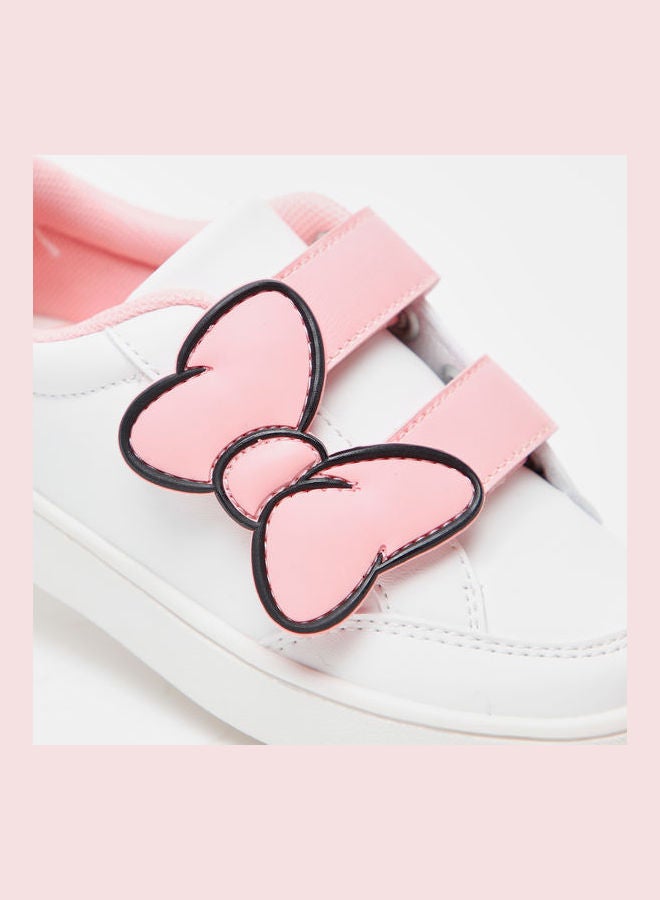 Minnie Mouse Slip-On Sneakers With Hook And Loop Closure White