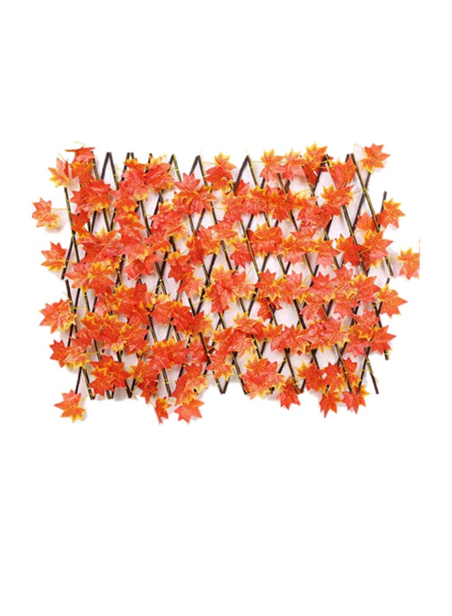LINGWEI 2-Piece Expandable Faux Fencing Panel With Artificial Leaves Orange 100x20x3cm - Image 1