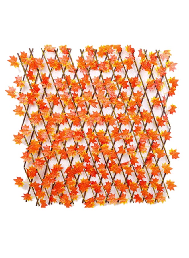 LINGWEI 4-Piece Expandable Faux Fencing Panel With Artificial Leaves Orange 120x25x3cm - Image 1