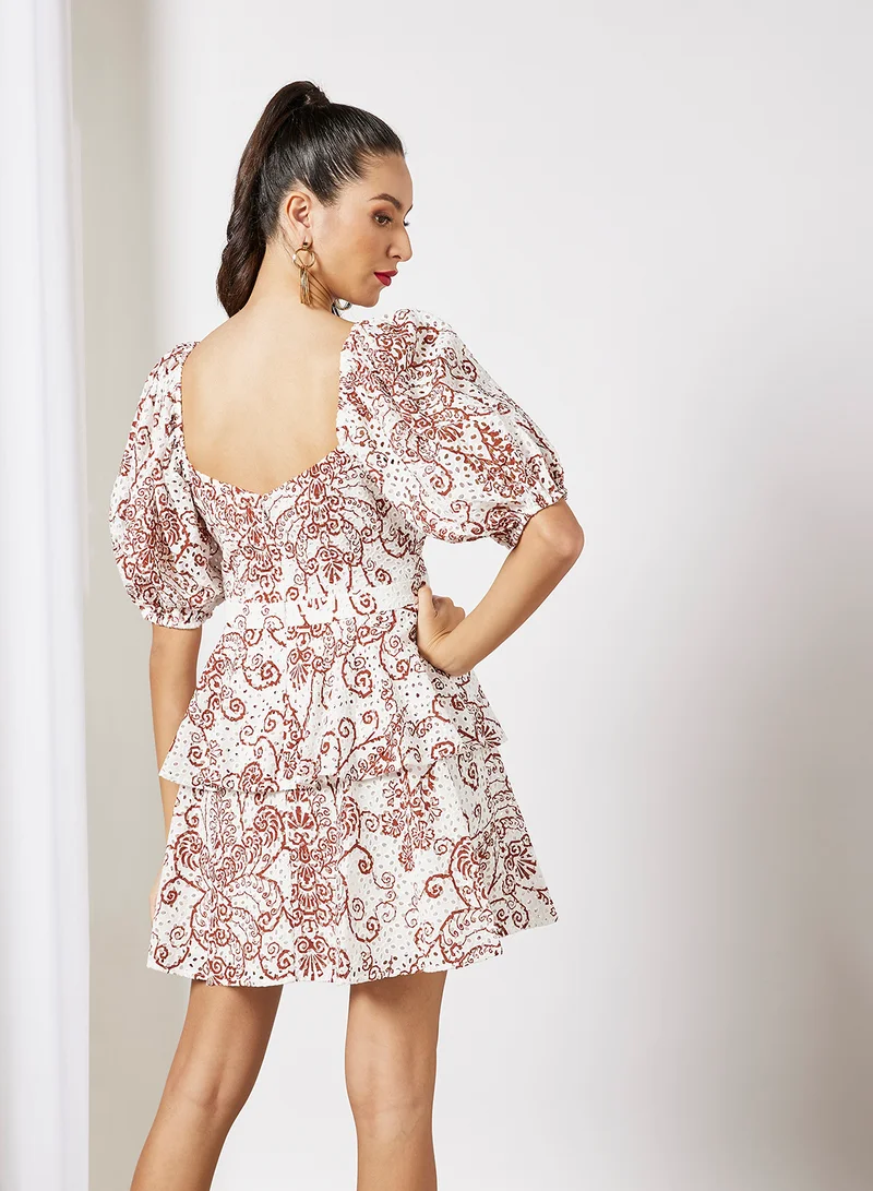 Ted Baker Broderie Puff Sleeve Mini Dress