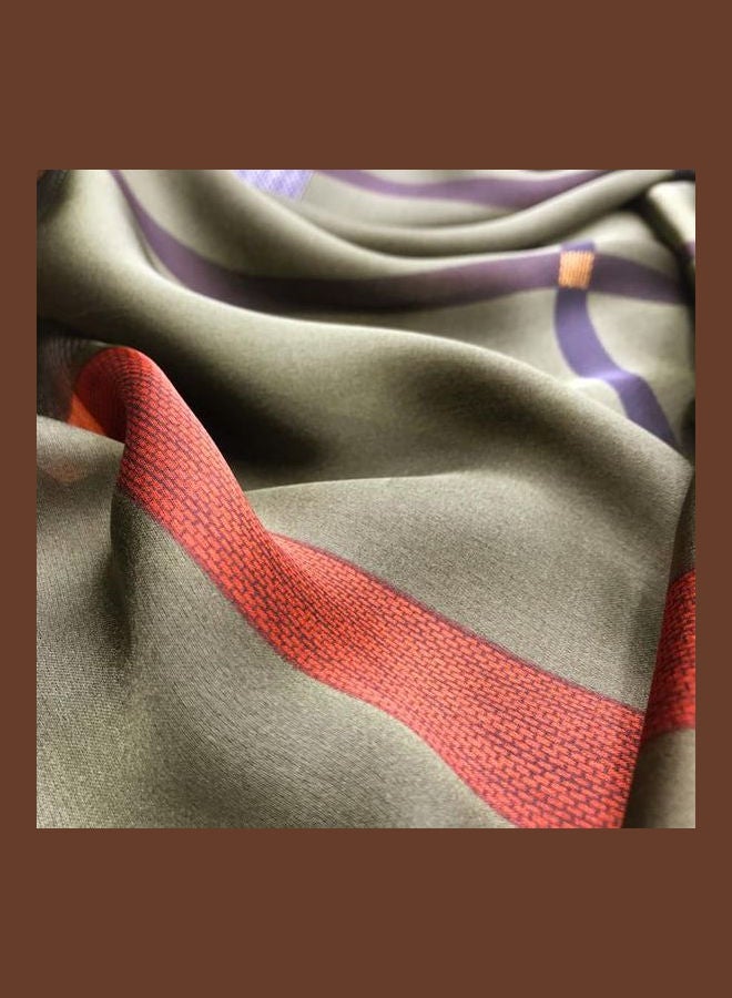 MEC - Multiuse Scarves for Ladies Classic Checks Print Solid Brown - Image 1