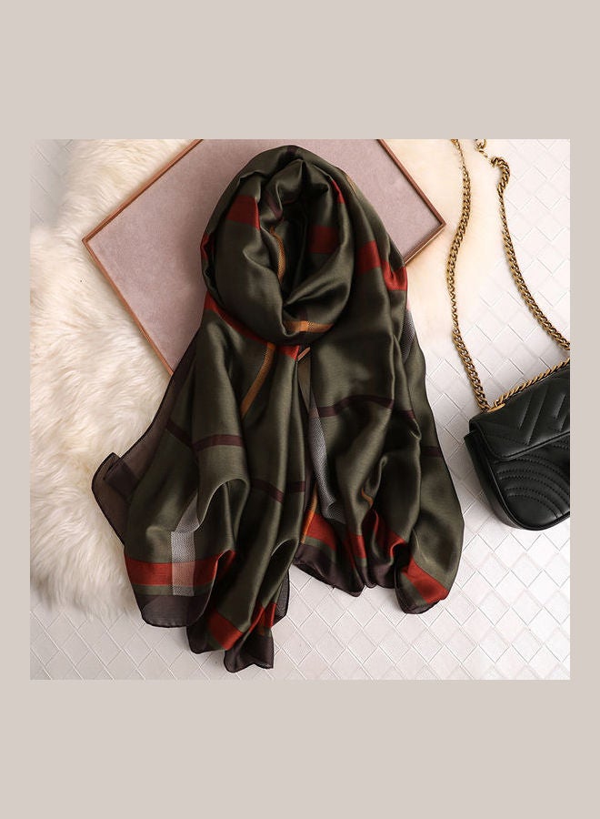 MEC - Multiuse Scarves for Ladies Classic Checks Print Solid Brown - Image 1