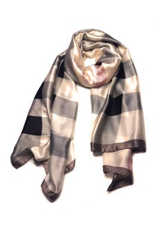 Multiuse Scarves For Ladies Large Block Checks Beige
