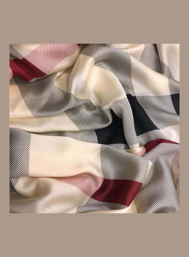 MEC - Multiuse Scarves For Ladies Large Block Checks Beige - Image 1