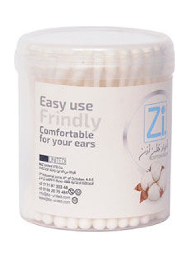 zi Cotton Ear Buds Plastic White  - Image 2