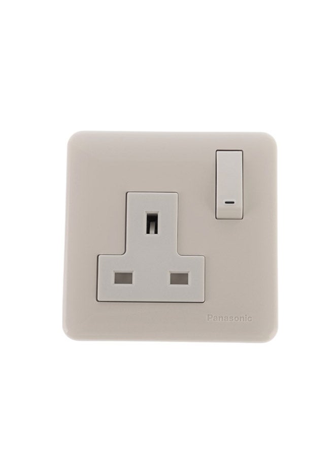 Panasonic 3 Pin Electrical Socket With Switch Beige 7x7x2cm - Image 1