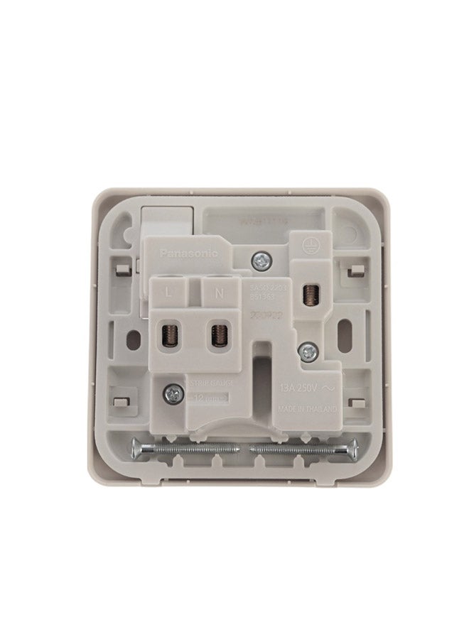 Panasonic 3 Pin Electrical Socket With Switch Beige 7x7x2cm - Image 2