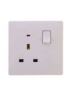 3 Pin Electrical Socket With Switch White 7x7x2cm