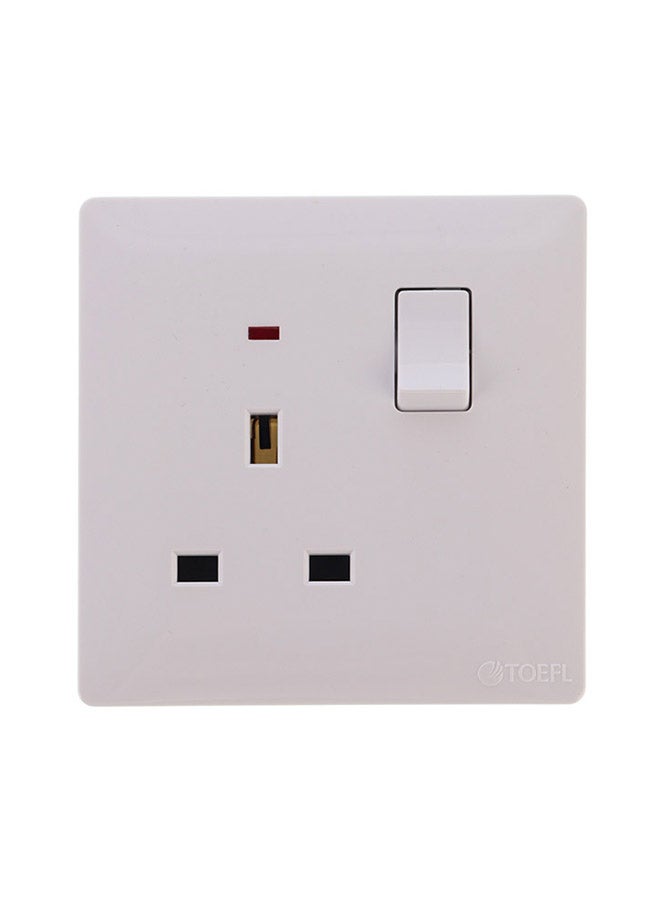 TOEFL - 3 Pin Electrical Socket With Switch White 7x7x2cm - Image 1