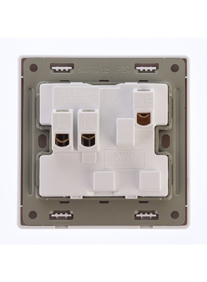 TOEFL - 3 Pin Electrical Socket With Switch White 7x7x2cm - Image 1