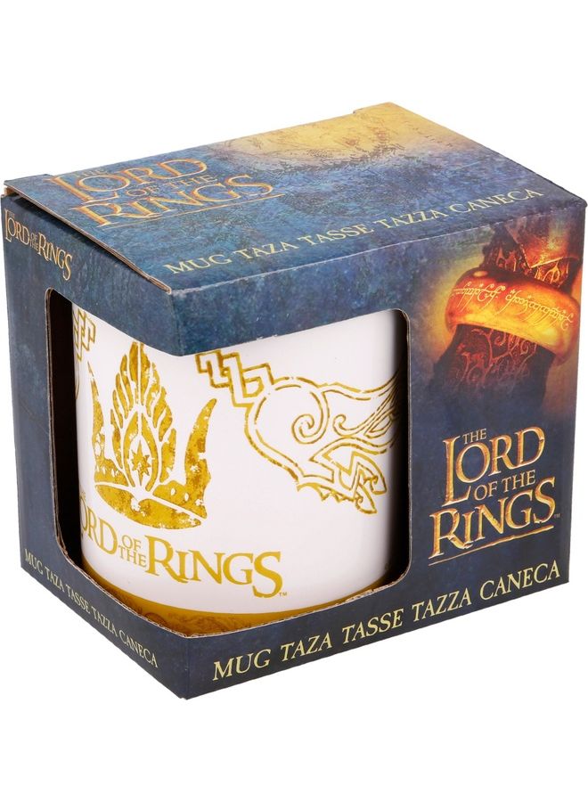 STOR - Lord Of The Rings Printed Mug White/Gold 330ml - Image 1