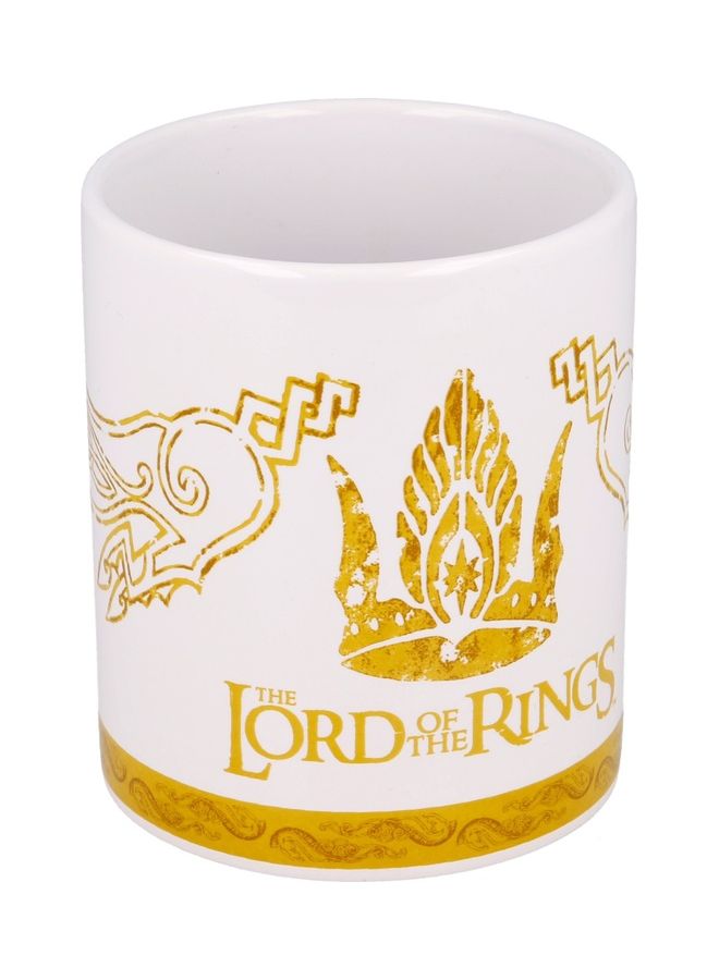 STOR - Lord Of The Rings Printed Mug White/Gold 330ml - Image 1