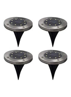 gluckluz 4 Packs Solar In-Ground Light Outdoor Pathway Lights Flood Lighting Waterproof Lamp Dark Sensing Auto On Off For Lawn Garden Landscape Yard Driveway (8 Leds Cool ) White  - Image 1