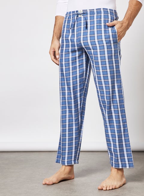 Checked Pattern Regular Fit Lounge Pants Olympic Blue