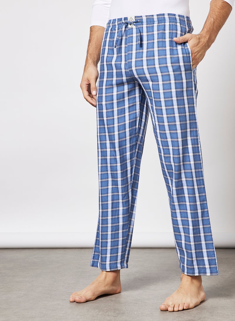 Checked Pattern Regular Fit Lounge Pants Olympic Blue