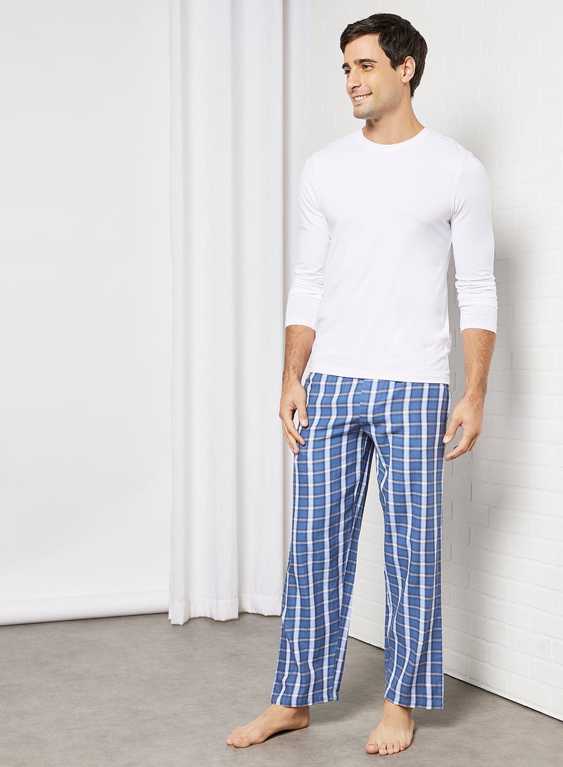 Checked Pattern Regular Fit Lounge Pants Olympic Blue