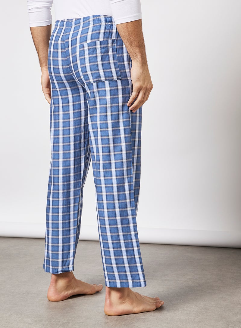 Checked Pattern Regular Fit Lounge Pants Olympic Blue