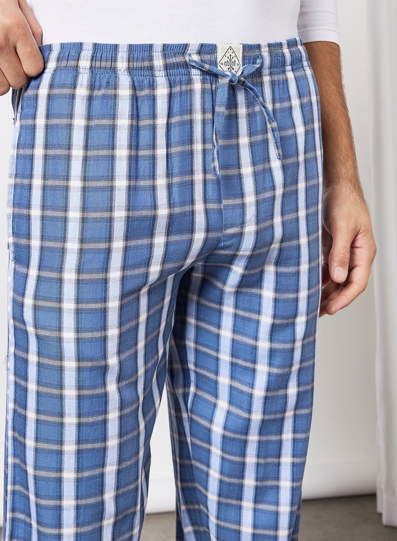 Checked Pattern Regular Fit Lounge Pants Olympic Blue
