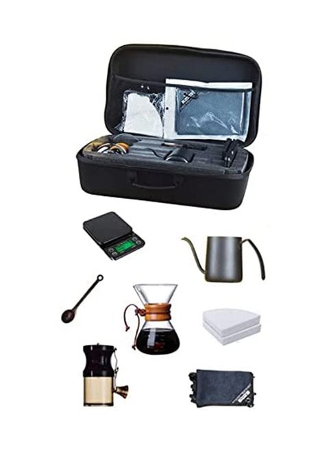 7-Piece V60 Coffee Maker Set With Carry Case Black Mix 400ml