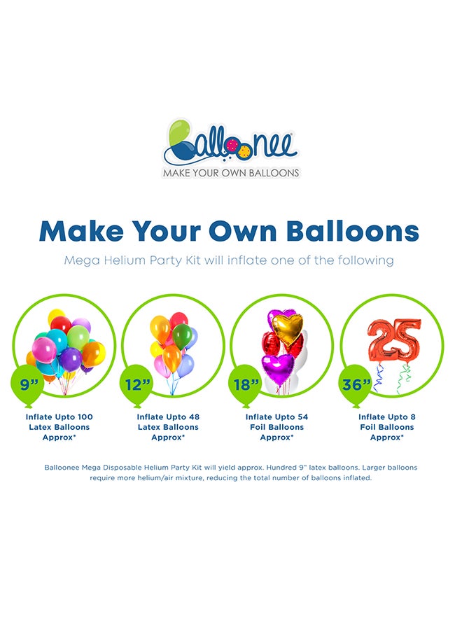 Balloonee - Mega Disposable Helium Party Kit - 100 Balloons - Image 1
