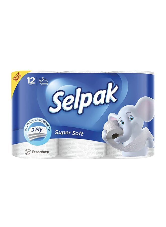 Selpak - Super Soft Embossed Toilet Paper 140 Sheets x 3Ply, Pack Of 12 - Image 1