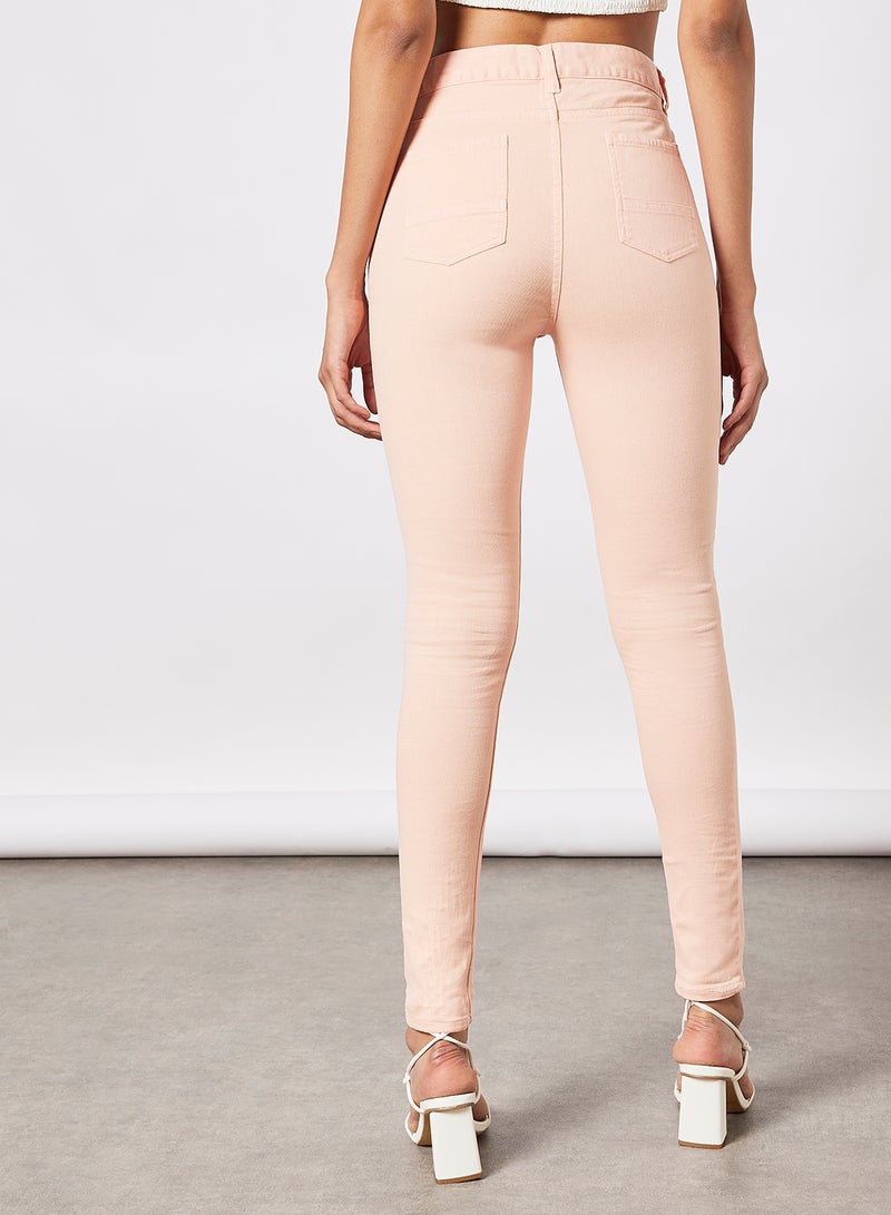 ABOF - Casual Slim Fit Jeans Light Pink - Image 1