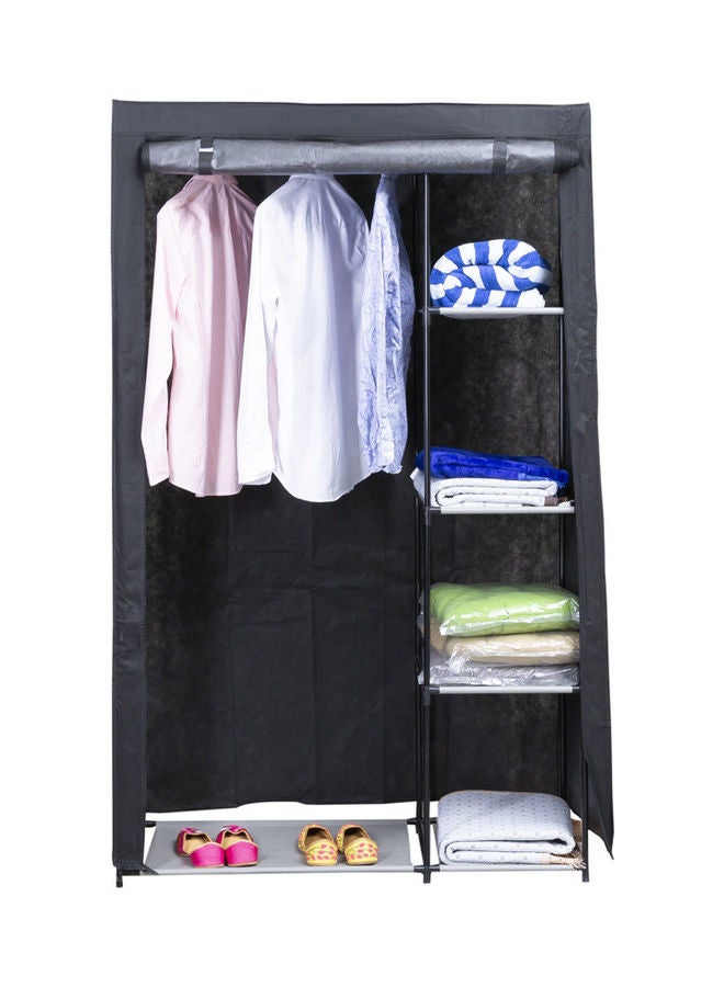 دبيلو تي- إيزي كير خزانة ملابس ببابين مع 5 أرفف أسود 110x45x178سم - Image 4
