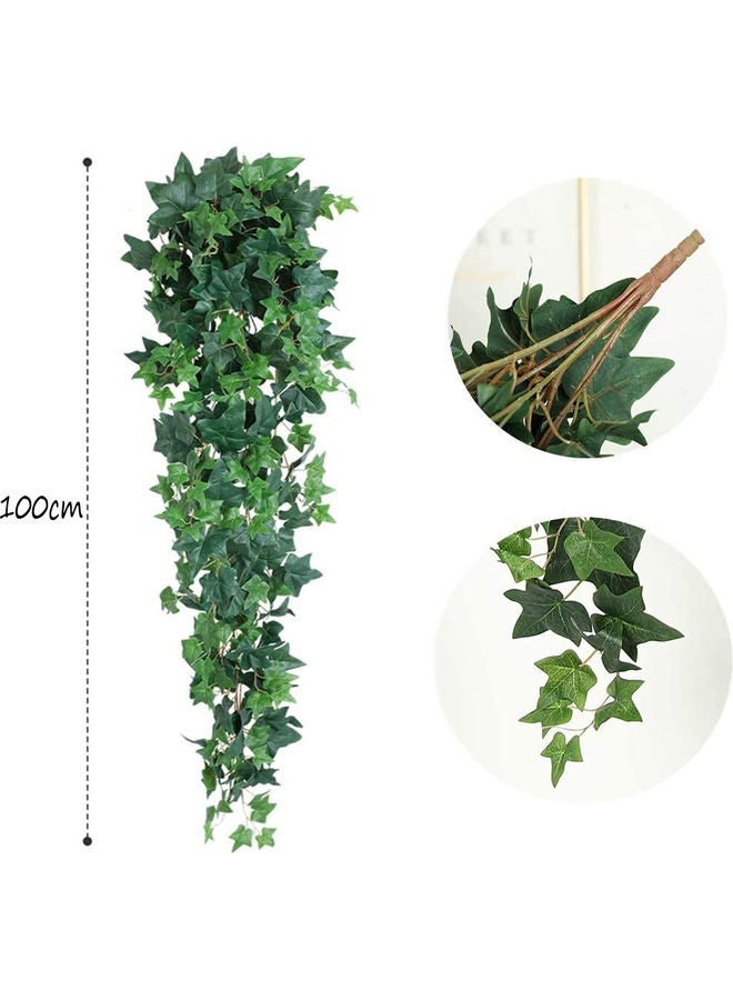 LINGWEI 4-Pieces Artificial Hanging Plants Green 100x25x25cm  - Image 2