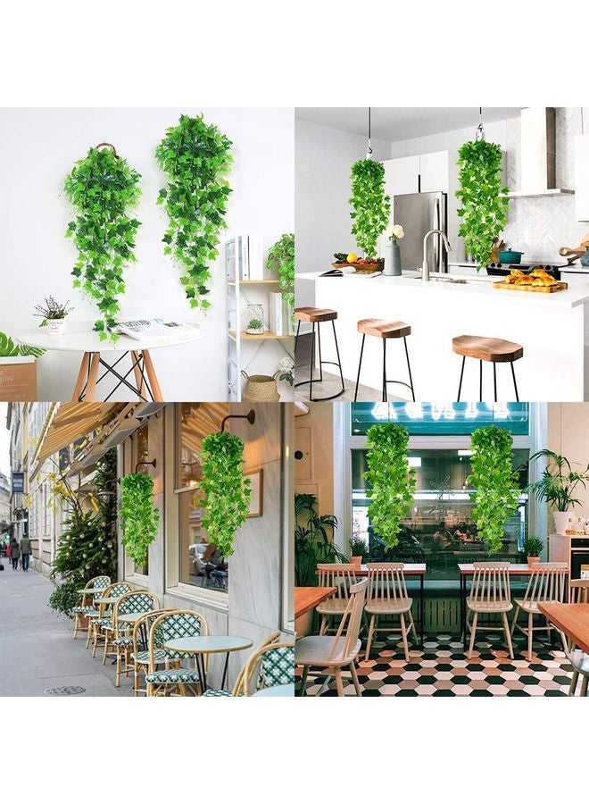 LINGWEI 4-Pieces Artificial Hanging Plants Green 100x25x25cm  - Image 4