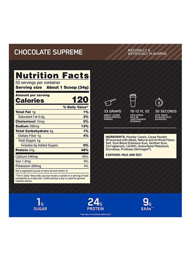 Optimum Nutrition Gold Standard 100% Micellar Casein Protein Powder Chocolate Supreme 3.97lb  - Image 4