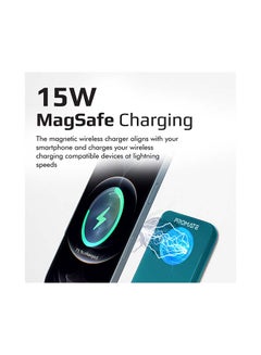 PROMATE 10000 mAh 10000mAh MagSafe Wireless Charging Power Bank 20W USB-C PD, 22.5W SuperCharge USB-A Port and USB-C /Lightning Input Port Blue Blue  - Image 2