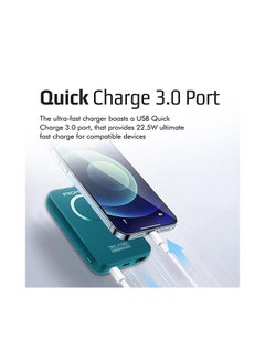 PROMATE 10000 mAh 10000mAh MagSafe Wireless Charging Power Bank 20W USB-C PD, 22.5W SuperCharge USB-A Port and USB-C /Lightning Input Port Blue Blue  - Image 3