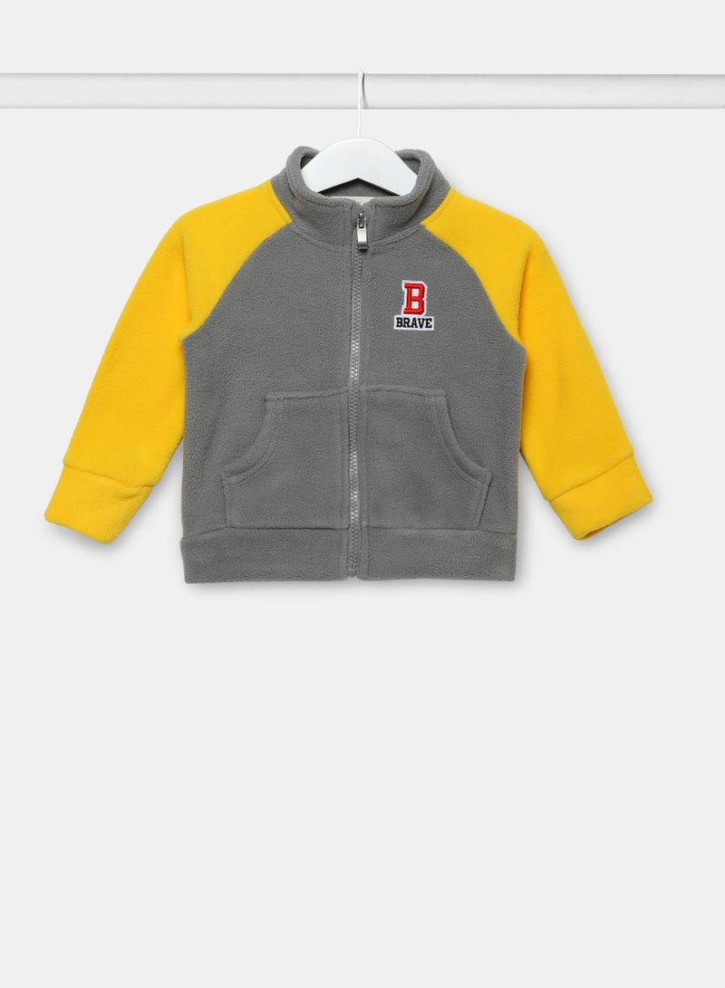 Zarafa Boy Long Sleeve Zip Through Jacket Yellow/Dark Grey  - Image 1