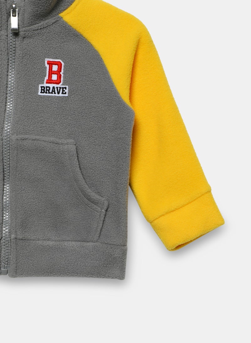 Zarafa Boy Long Sleeve Zip Through Jacket Yellow/Dark Grey  - Image 3