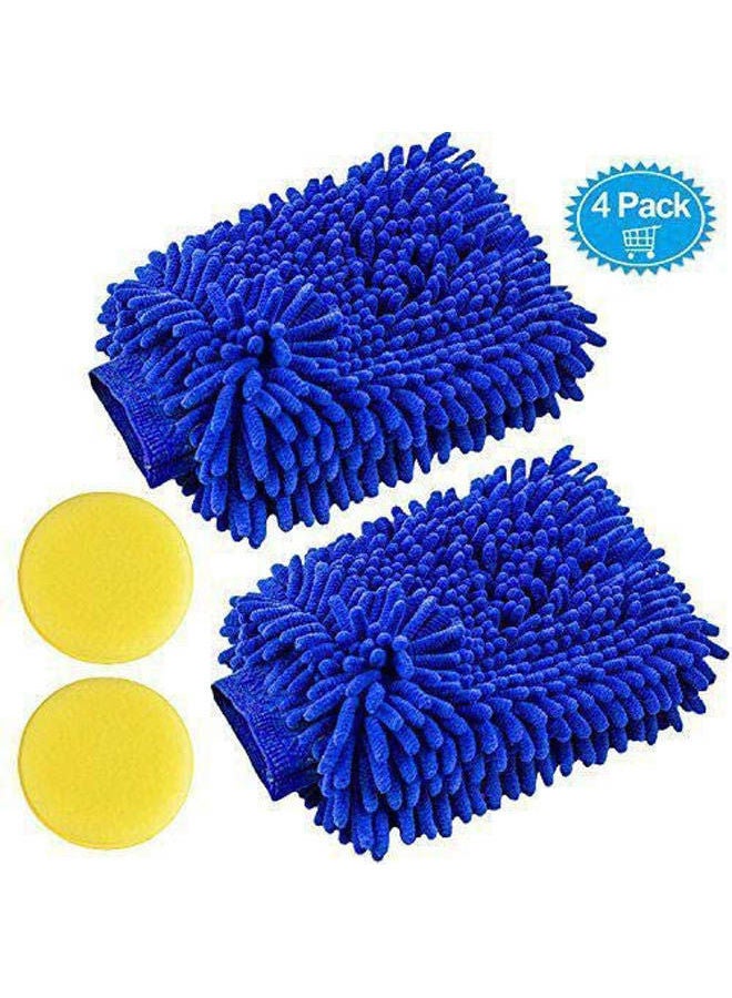 4 Pack Car Wash Mitts - Premium Chenille Microfiber Scratch-Free Cleaning Gloves - Image 2
