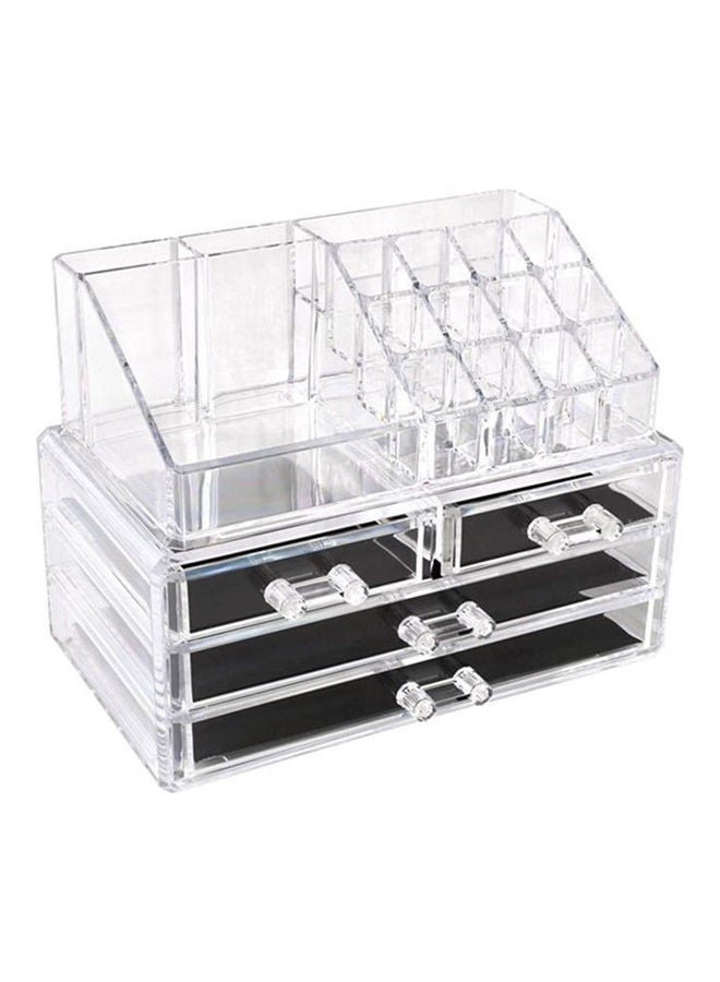 Generic Clear Acrylic Cosmetic Organizer Makeup Holder Display Jewelry Storage Case 4 Drawer For Lipstick Liner Brush Holder Silver 