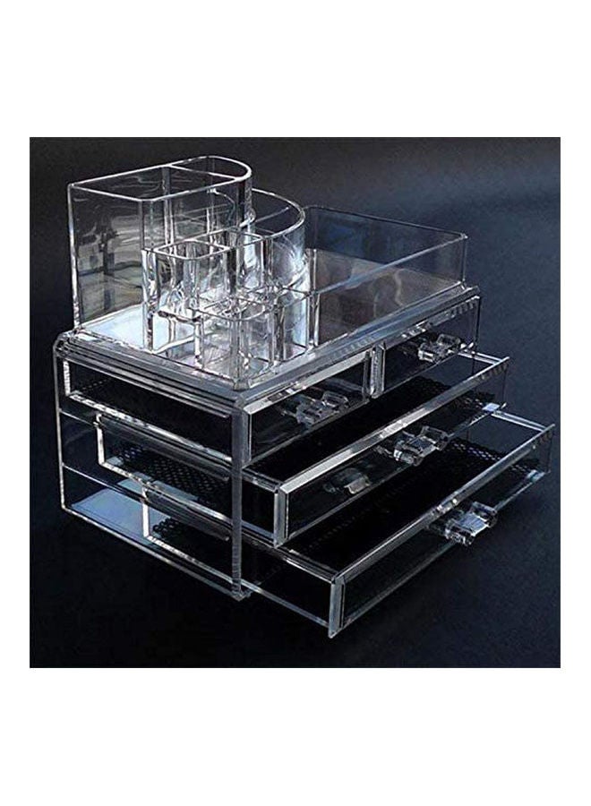 Generic Transparent Crystal Acrylic Cosmetic Organizer Finishing Box Jewelry Storage Box 3 Layer With Drawer Combination Grey 
