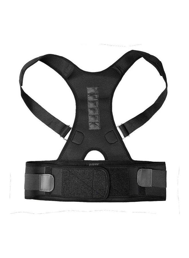 حزام دعامة ظهر مغناطيسي محمول لتحسين وضعية الجسم وتخفيف آلام الظهر مزود بحمالات، لون أسود - Image 1