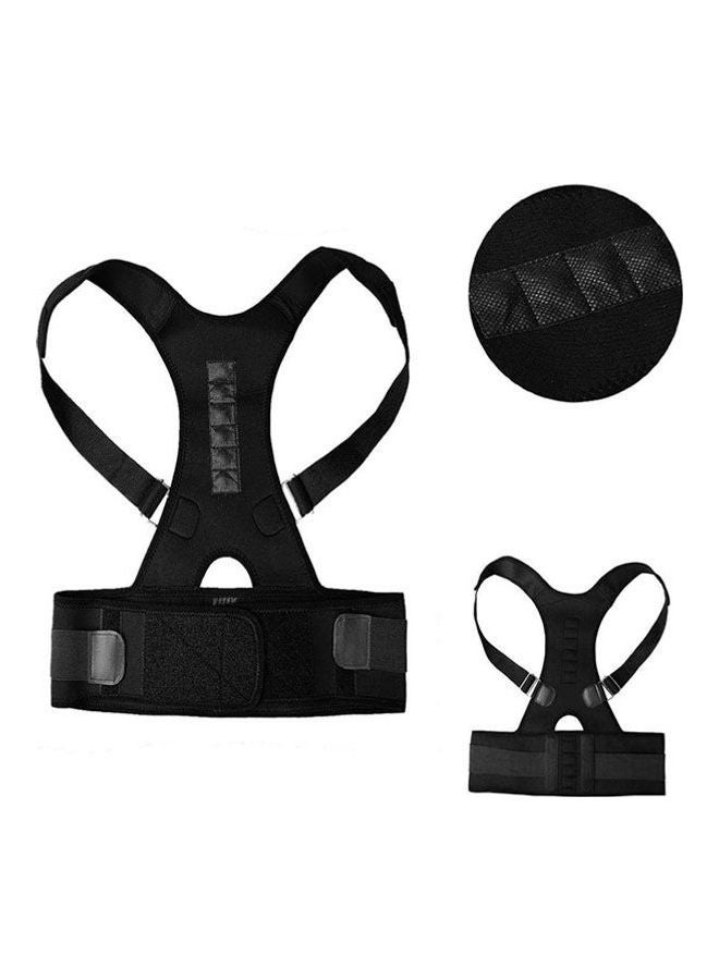 حزام دعامة ظهر مغناطيسي محمول لتحسين وضعية الجسم وتخفيف آلام الظهر مزود بحمالات، لون أسود - Image 2