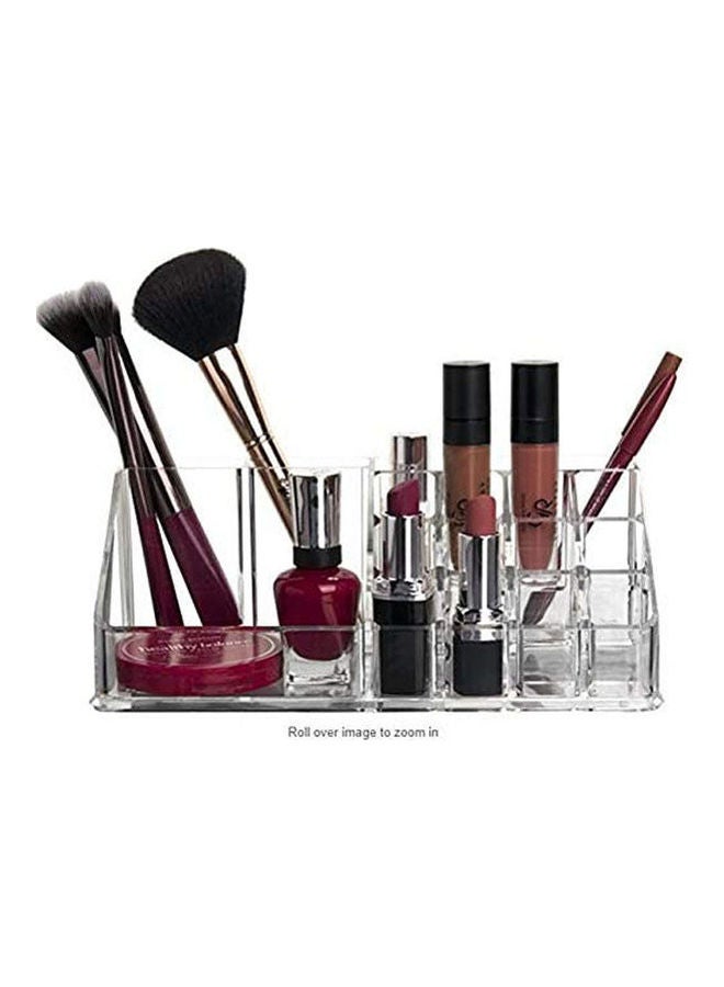 Generic Acrylic Makeup & Lipstick Organizer, Cosmetic Brush Holder, Arranges Makeup And Accessories, Beauty Display Container Silver 
