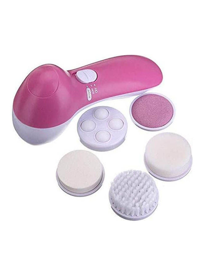 5 In 1 Electric Facial Face Cleansing Brush Set Multifunction Massage Skin Care Pink-White - Image 2