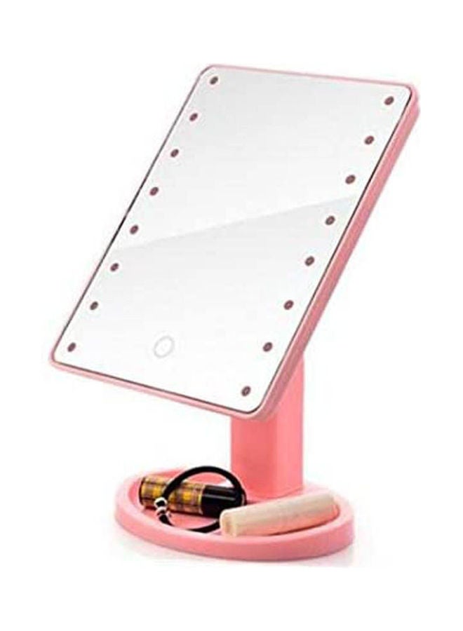 Makeup Mirror With 20 Lights And Tray Backstage Portable Tabletop Pink