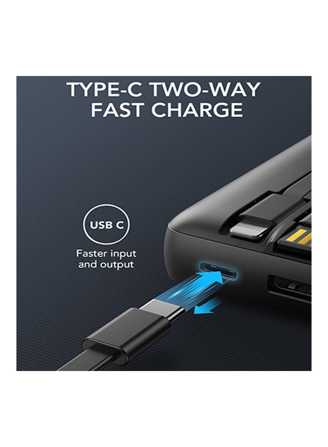 VEGER - 20000 mAh Universal Light-Weight Portable 4 Cables Built-In with LED Indicator Power Bank Black - Image 1