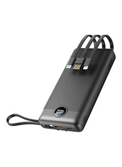 20000 mAh Universal Light-Weight Portable 4 Cables Built-In with LED Indicator Power Bank Black